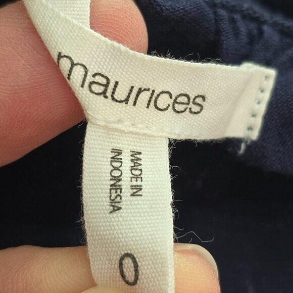 Maurices Navy Blue Tan Aztec Print Off Shoulder Slinky Relaxed Fit Tunic Top - Picture 5 of 6